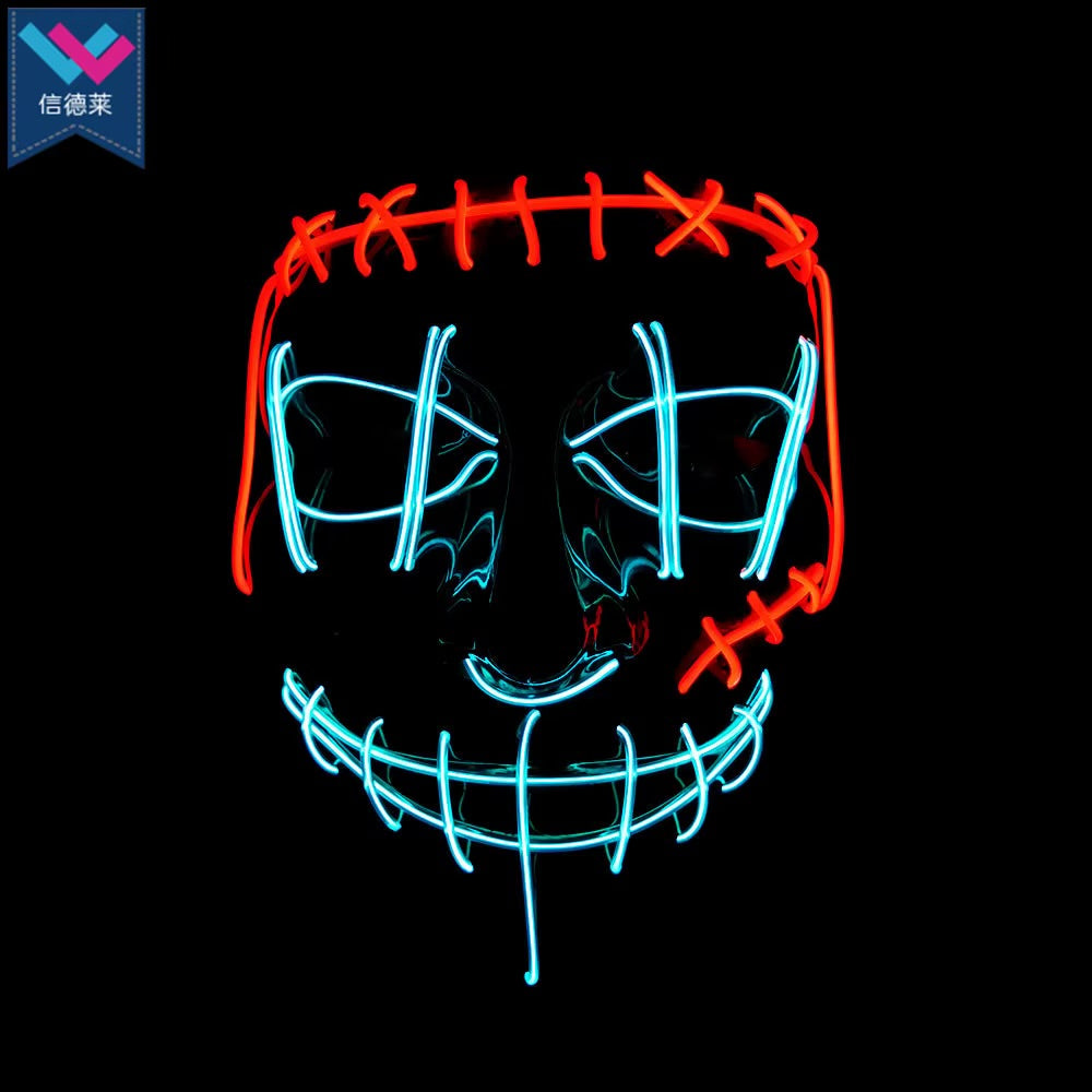 GRAN COMBO Máscara Terrorífica Doble Luz LED + RIFLE