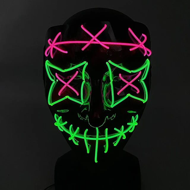 GRAN COMBO Máscara Terrorífica Doble Luz LED + RIFLE