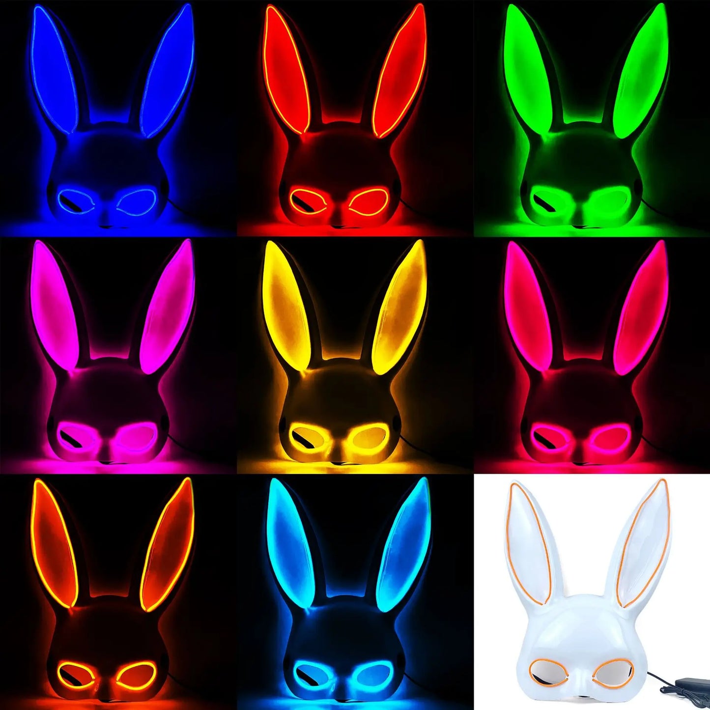 GRAN COMBO Máscara Terrorífica Doble Luz LED + RIFLE