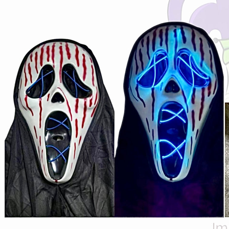 GRAN COMBO Máscara Terrorífica Doble Luz LED + RIFLE