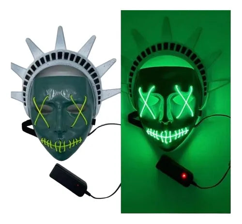 GRAN COMBO Máscara Terrorífica Doble Luz LED + RIFLE