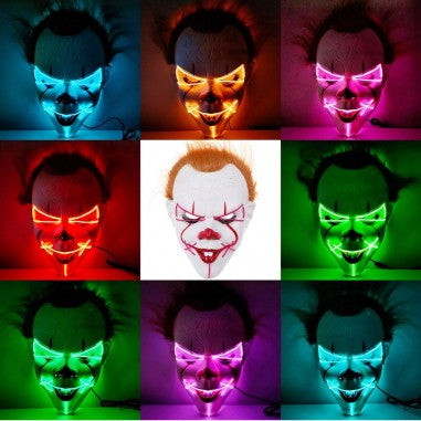 GRAN COMBO Máscara Terrorífica Doble Luz LED + RIFLE