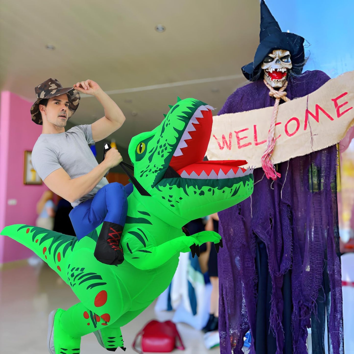 Disfraz Inflable DINOSAURIO T-REX Divertido Para Adultos