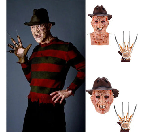 🩸 MEGA COMBO FREDDY KRUEGER – Máscara de Látex + Accesorios