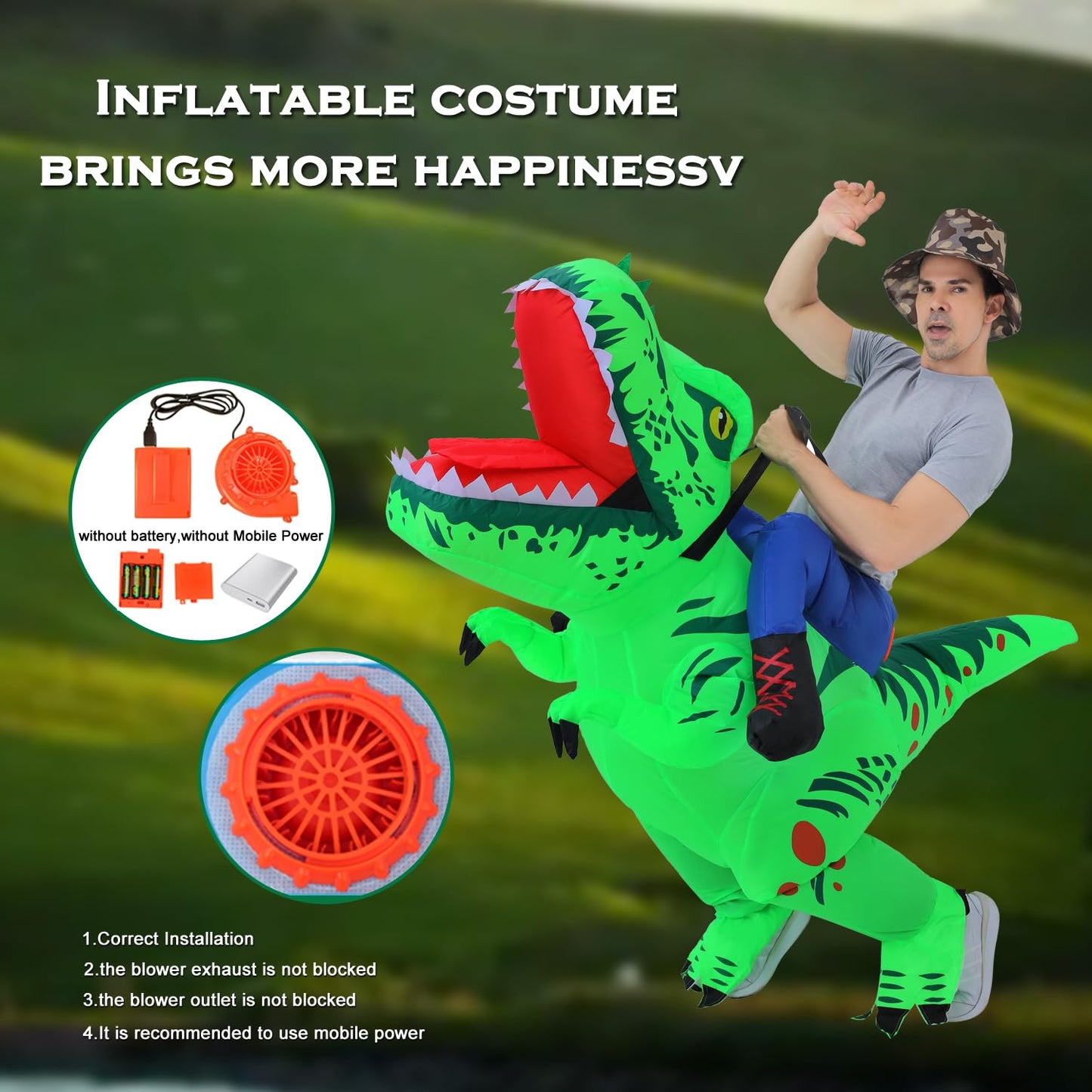 Disfraz Inflable DINOSAURIO T-REX Divertido Para Adultos