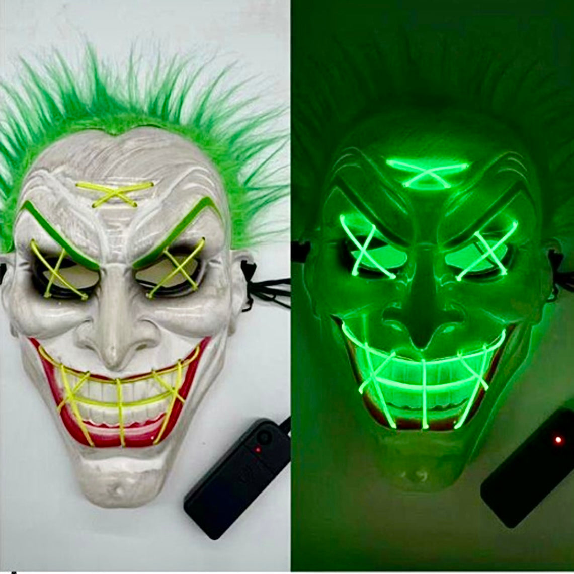 GRAN COMBO Máscara Terrorífica Doble Luz LED + RIFLE
