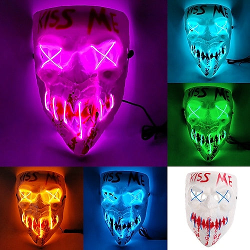 GRAN COMBO Máscara Terrorífica Doble Luz LED + RIFLE