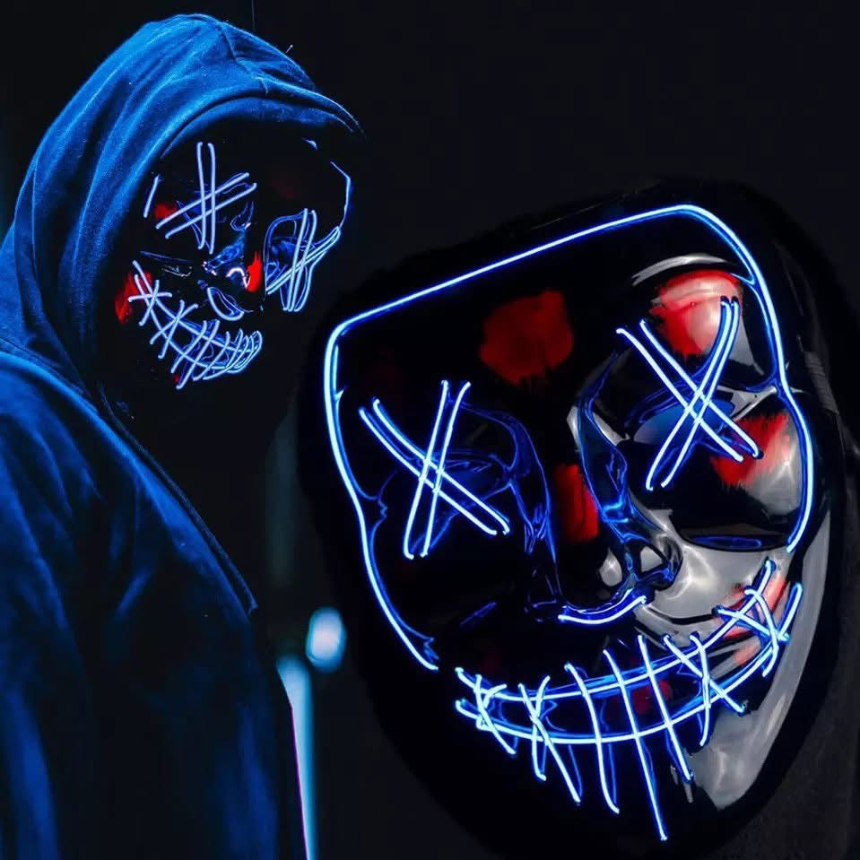 GRAN COMBO Máscara Terrorífica Doble Luz LED + RIFLE