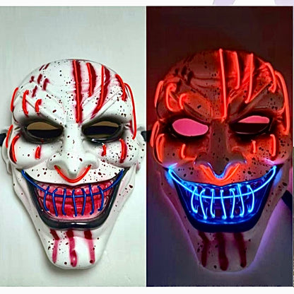 GRAN COMBO Máscara Terrorífica Doble Luz LED + RIFLE