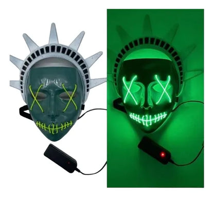 GRAN COMBO Máscara Terrorífica Doble Luz LED + RIFLE