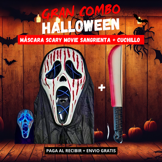 Combo Ghost Face Sangriento + Arma - Pack Scary Movie Killer