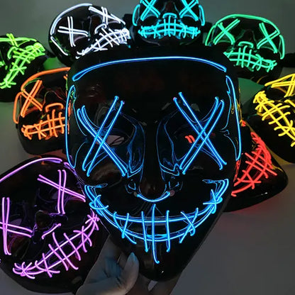 GRAN COMBO Máscara Terrorífica Doble Luz LED + RIFLE