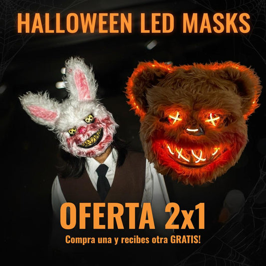 🎃 GRAN PROMOCIÓN 2X1 MÁSCARAS LED HALLOWEEN (CONEJO U OSO)